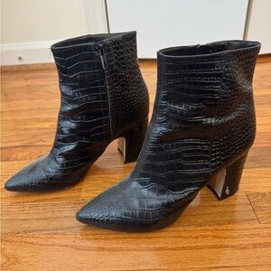 Sam Edelman Black Crocodile Booties